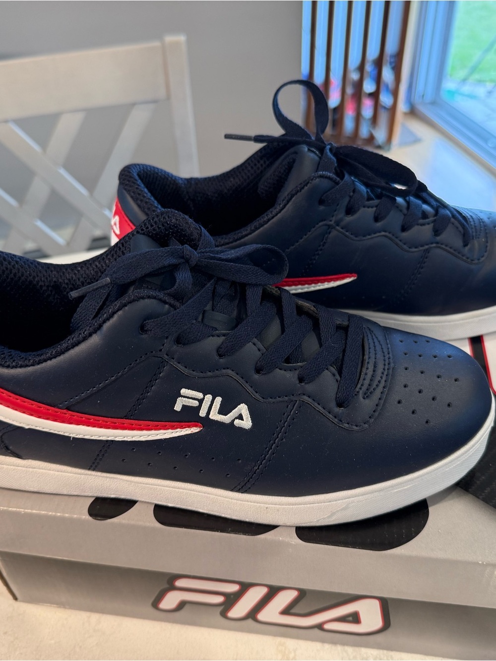 Fila Navy Athletic Sneakers with Red & White Stripe